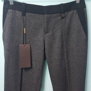 NWT Gucci Slim pintuck Grey Wool Straight Leg Mid-rise Pant Size IT 42